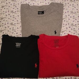 Ralph Lauren Triple Crewneck Tees - Gray, Black, Red